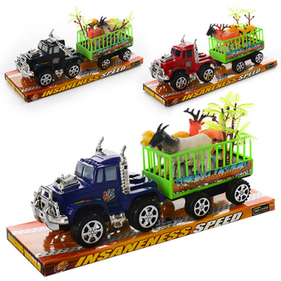 Джип 906-29 інер-й, з причепом, 28см, тварини 3шт, 3 кольори, в слюді