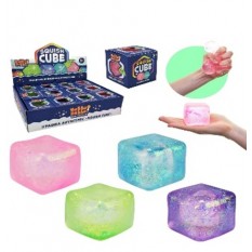 Антистрес 2520 (1уп/12шт) м'який кубик, Yabba Dabba Glowing Cube, що світиться, у дисплеї, у коробці, мікс кольорів