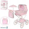 Коляска 82075 для ляльки, класика, ш40-д90-в105см, люлька 53-32см, ручка регулюється, сумка, корзина, парасолька, метал, в короб