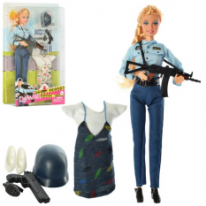 Лялька з нарядом DEFA 8388 - BF шарнірна, 29 см, поліцейський, сукня, 2 види, в коробці, 21,5-31,5-5 см
