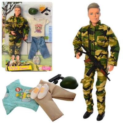 Лялька з нарядом DEFA 8412 (24 шт) Кен, 30 см, шарнірний, зброя, 2 види, на картоні в слюді, 25-32,5-5 см