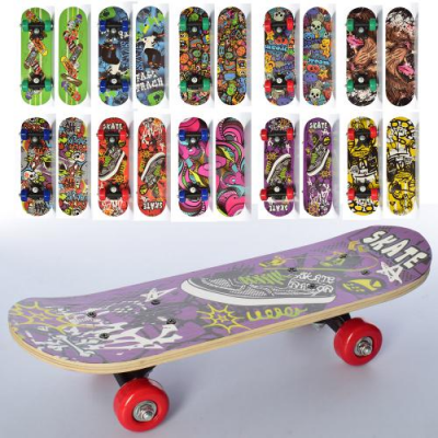 Скейт MS 0324-4 (10шт) 43-13см, пластмасова підвіска, колеса ПВХ, 7 шарів, 10 видів, в розібраному вигляді