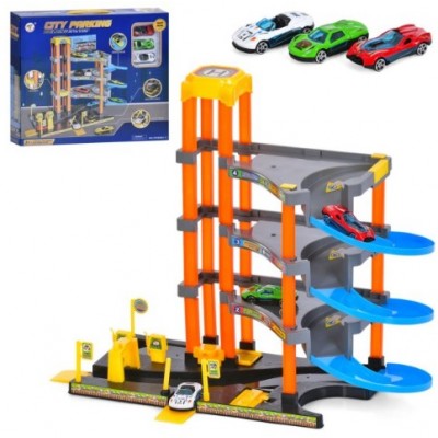 Гараж P 9988 A-3 розмір 46,5-21,5-38 см, 4 поверхи, ліфт, машинки 3шт 7см, в коробці