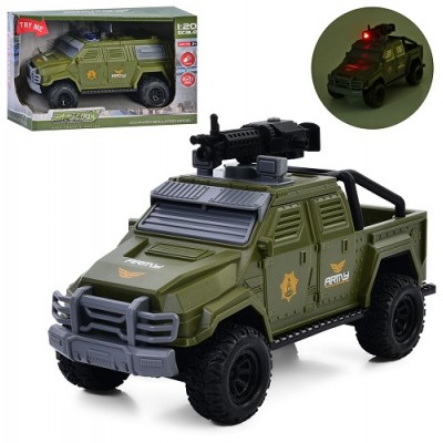 Джип 661-034-35D військовий, 20 см, 1:20, звук, світло, гумові колеса, 2 види, на батарейках (табл), в коробці