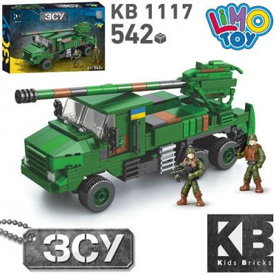 Конструктор KB 1117 військовий, машина, 542дет, фігурки 2 шт, в коробці