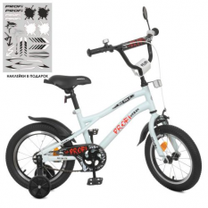 Велосипед дитячий PROF1 14д. Y 14251 (1шт/ящ) Urban, SKD 45, ліхтар, дзвінок, дзеркало, додаткові колеса, білий (матовий)