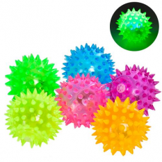 М'яч масажний MS 1137-1 (1уп/12шт) в дисплеї, 6,5 см, пискавка, 6 кольорів, в пакеті, світло