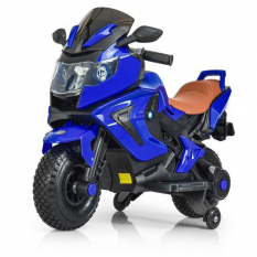 Мотоцикл M 3681 AL-4 (1шт/ящ) 2 мотори 18 W, 12V/7A, ручка газу, гумові колеса, USB, музика, шкіряні сидіння, синій