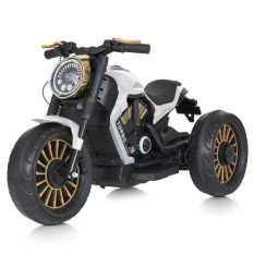 Мотоцикл M 5048 EL-1 (1шт/ящ) Bambi Racer, 2 мотори*25W, 1 акумулятор 12V/9AH, музика, світло, MP3, USB, EVA, шкіра, білий