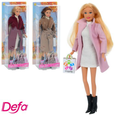 Лялька DEFA 8419 зріст 30 см, сумочка, 3 види, в слюді