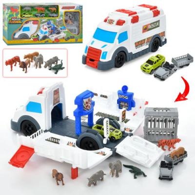 Набір з транспортом SY 9936 Швидка допомога 30 см, тварини, в коробці