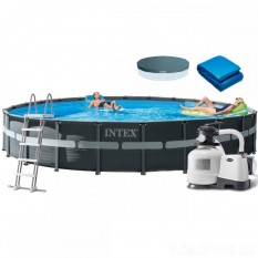 Басейн каркасний 26340 (1шт/ящ) INTEX 732-132, 47241л, фільтр-насос, драбина, підстилка, тент, в кор-ці
