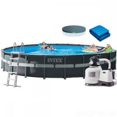 Басейн каркасний 26340 (1шт/ящ) INTEX 732-132, 47241л, фільтр-насос, драбина, підстилка, тент, в кор-ці