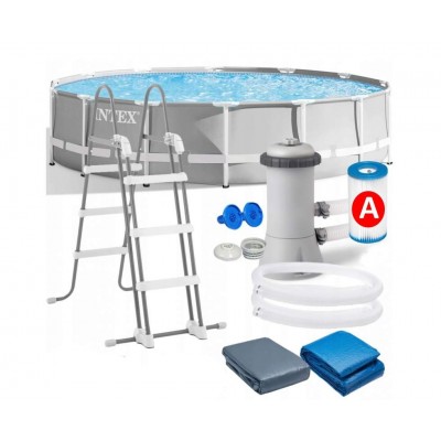 Басейн каркасний 26720 (1шт/ящ) INTEX 427-107см, 12706л, фільтр-насос, драбина, підстилка, тент, в коробці.