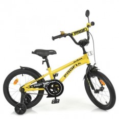 Велосипед дитячий PROF1 16д. Y 16214-1 (1шт/ящ) Shark, SKD 75, ліхтар, дзвінок, дзеркало, додаткові колеса, жовто-чорний
