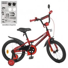 Велосипед дитячий PROF1 16д. Y 16221 (1шт/ящ) Prime, SKD 45, ліхтар, дзвінок, дзеркало, додаткові колеса, червоний