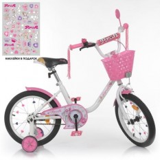 Велосипед дитячий PROF1 16д Y 1685-1K (1шт/ящ) Ballerina, SKD 75, біло-рожевий, дзвінок, ліхтар, кошик, сидіння ляльки, додатков