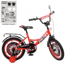 Велосипед дитячий PROF1 16д. Y 1646-1 (1шт/ящ) Original boy, SKD 75, ліхтар, дзвінок, зеркало, додаткові колеса, червоно-чорний