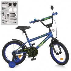 Велосипед дитячий PROF1 14д. Y 1472-1 (1шт/ящ) Dino, SKD75,ліхтар,дзвінок,дзеркало,дод.кол.,темно-синій(мат)
