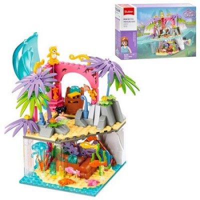 Конструктор SLUBAN M 38 B 1172 рожева серія, підводний світ, 17,9см, фігурки, 224дет, в коробці