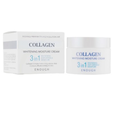 Крем для обличчя освітлюючий та зволожуючий Collagen Whitening Moisture Cream 3 in 1 50ml "ENOUGH"