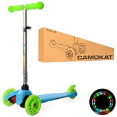 Самокат BB 3-013-4-C-BL (1шт/ящ) MINI, алюминий+пластмасса, 3 колеса ПУ-свет 2 первых 110 мм, підніжка 36-11см, кермо 59-68см, с