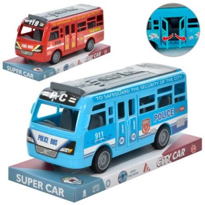 Автобус XY331-09P (120шт) іінерц, 18 см, двері що відкриваються, 2 види, в слюді, 21-9,5-8см