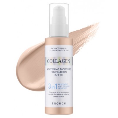 Тональний крем освітлюючий Collagen 3 in 1 Whitening Moisture Foundation SPF15+ 13 100ml "ENOUGH"