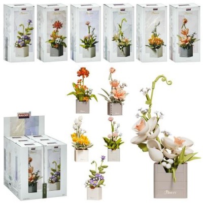 Конструктор 21222 квіти, від 231дет, в коробці, 6шт (6 видів)