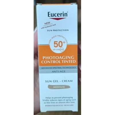 Сонцезахисний тональний гель-крем для обличчя Eucerin Sun Photoaging Control Tinted SPF 50+ Medium