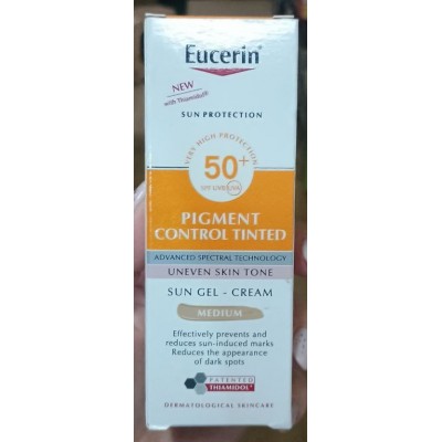 Сонцезахисний тонований гель-крем Eucerin Sun Pigment Control Tinted Medium SPF50+