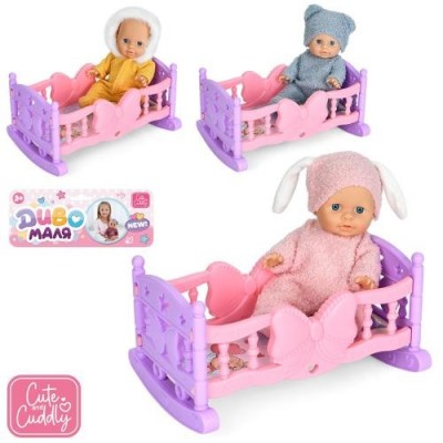 Ліжечко з лялькою YL 2520 K-B-DM-UA ліжко 24-16-в13см, пупс 22 см, 3 види, у пакеті