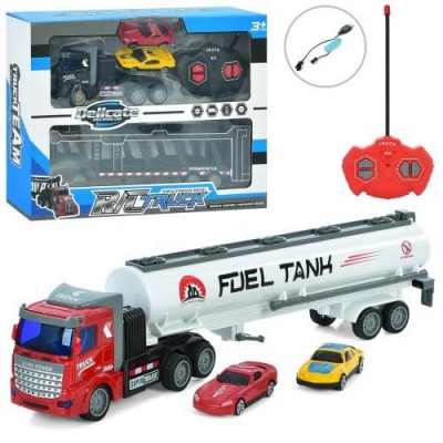 Трейлер XY 032-34 розмір 35 см, р/у, 1:48, акумулятор, USB зарядне, машинка 2шт, 2 види, в коробці