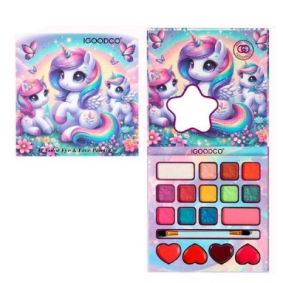 Косметика IG 5706 єдиноріг, тіні, рум'яна, 17шт/17кольорів, кисть, принт-єдиноріг, у пакеті