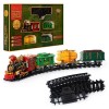 Залізниця 0621 локомотив 27см, звук, світло, вагони 3шт, 20 предметів, дим, на батарейках, в коробці