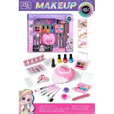 Косметика Fx780-35 (48шт) набір для манікюру, лак, блиск/глітер, блискітки, помада, шпилька, сушарка-повітря, пилка, полірування