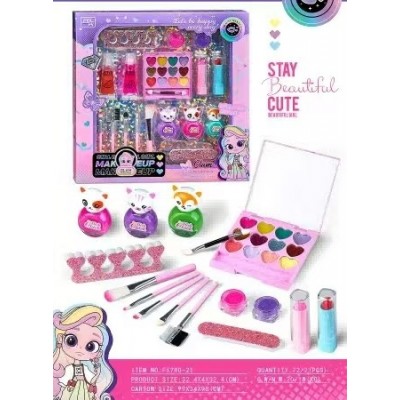 Косметика Fx780-21 набір для манікюру, лак, блиск/глітер, блискітки, помада, пилка, роздільник для пальців, пензлики, в коробці