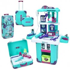 Набір лікаря 008-605A 3в1, стіл, 48-24-в65см, медичні інструменти, звук, світло, чемодан, складається у чемодан, на батарейках (