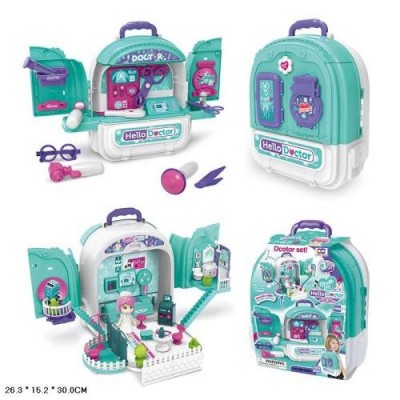 Набiр лiкаря 008-995A 3в1, 50,6-35,4-в30см, медичні інструменти, фігурка (розібрана) 9см, в чемодані, в картонній обгортці