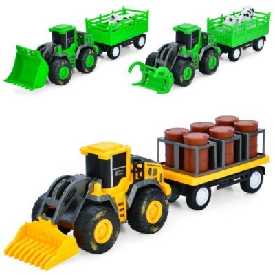 Бульдозер 669-73-74 інерційний, 41см, тварини, бочки, 3 види (2 кольори), в кульку