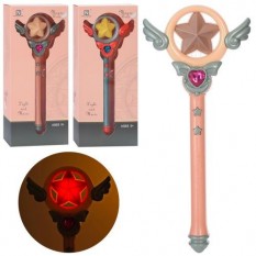 Чарівна паличка 586-M3-4 розмір 32 см, мікс кольорів, музика, світло, на батарейках, в коробці