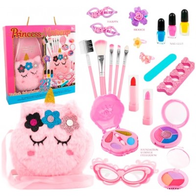 Косметика SR 24110 тіні, помада 2шт, лак 3шт, пилка, розділювач для пальців, пензлики, прикраси, окуляри, сумка, 23 предмети, в 