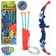 Лук MR 0687 розмір 40 см, стріли на присосках 3шт, світло, на батарейках (табл), в коробці