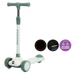 Самокат JR3-129-M (1шт/ящ) Mini, метал+пластик, 2передні ПУ 108мм світло, заднє 75мм, кермо 3 положення (min 59,5см, 1 положення