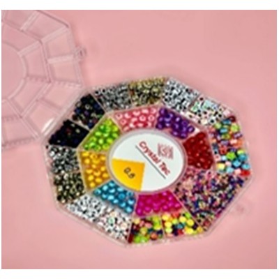 Бісер 2019-25 набір бісеру та намистин № 25, дитячий, волосінь, мікс кольорів, у футлярі