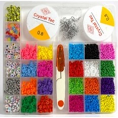 Бісер 2019-27 набір бісеру та намистин № 27, дитячий, волосінь, ножиці, мікс кольорів, у футлярі