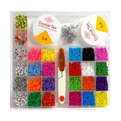 Бісер 2019-27 набір бісеру та намистин № 27, дитячий, волосінь, ножиці, мікс кольорів, у футлярі