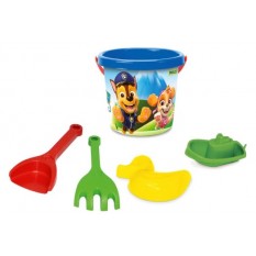 Набір для піску 81152 "Щенячий патруль" 5 ел., "Тигрес", цебра 1 л, лопатка, граблі, паски 2 шт, в сітці