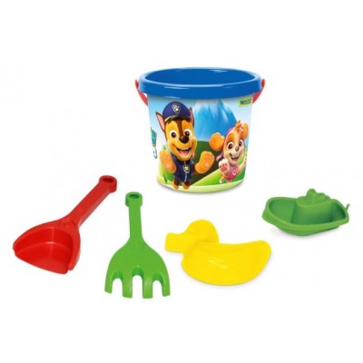 Набір для піску 81152 "Щенячий патруль" 5 ел., "Тигрес", цебра 1 л, лопатка, граблі, паски 2 шт, в сітці