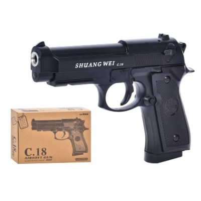 Пістолет C 18-18 металевий 19 см, на кульках, у коробці